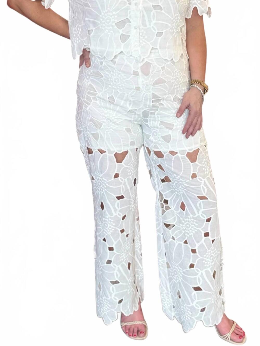 NEW LUCY PARIS women's jane wide leg pant in white